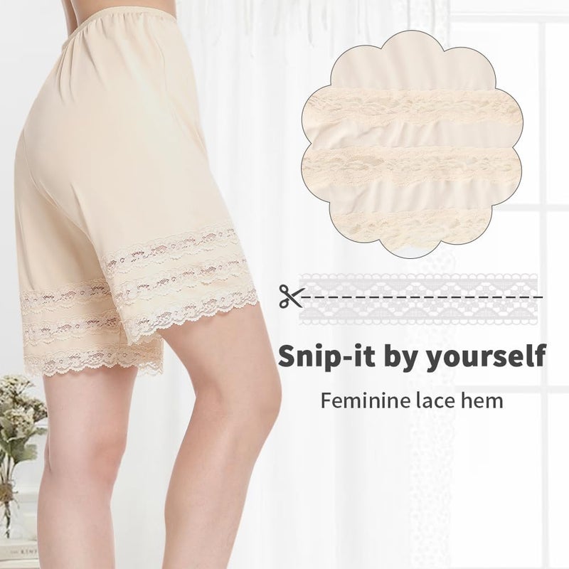 MANCYFIT Half Slip Shorts Culotte for Women Split Skirt Lace Pettipants Snip 7-9â€ Inseam Nude XX-Large - Image 2